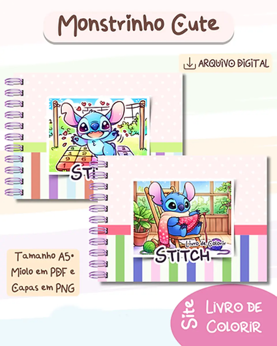 Arquivo Livro de Colorir Stitch Monstrinhos Cute V2 - bia shaina 2