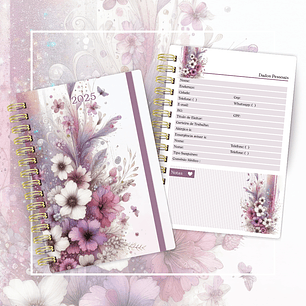 Arquivo Agenda A5 Floral Lilás + Bloquinho N4 - CUTE CORTE