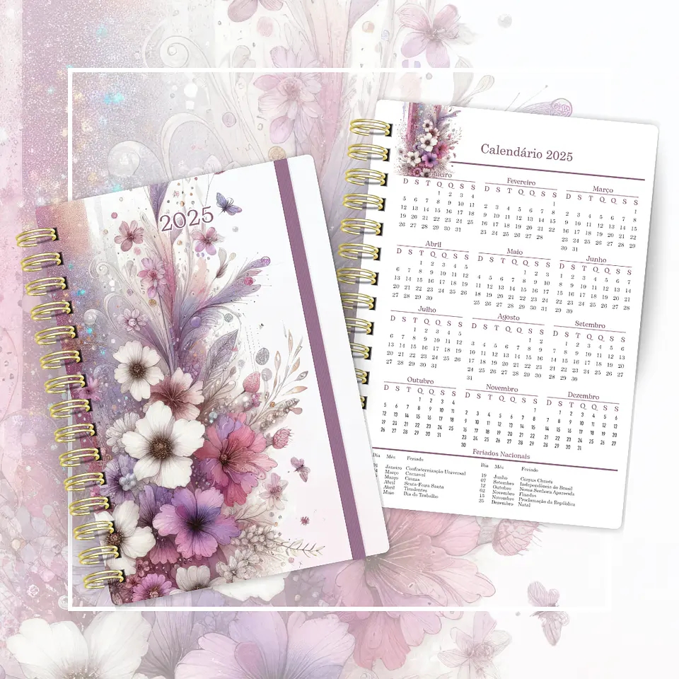 Arquivo Agenda A5 Floral Lilás + Bloquinho N4 - CUTE CORTE 3