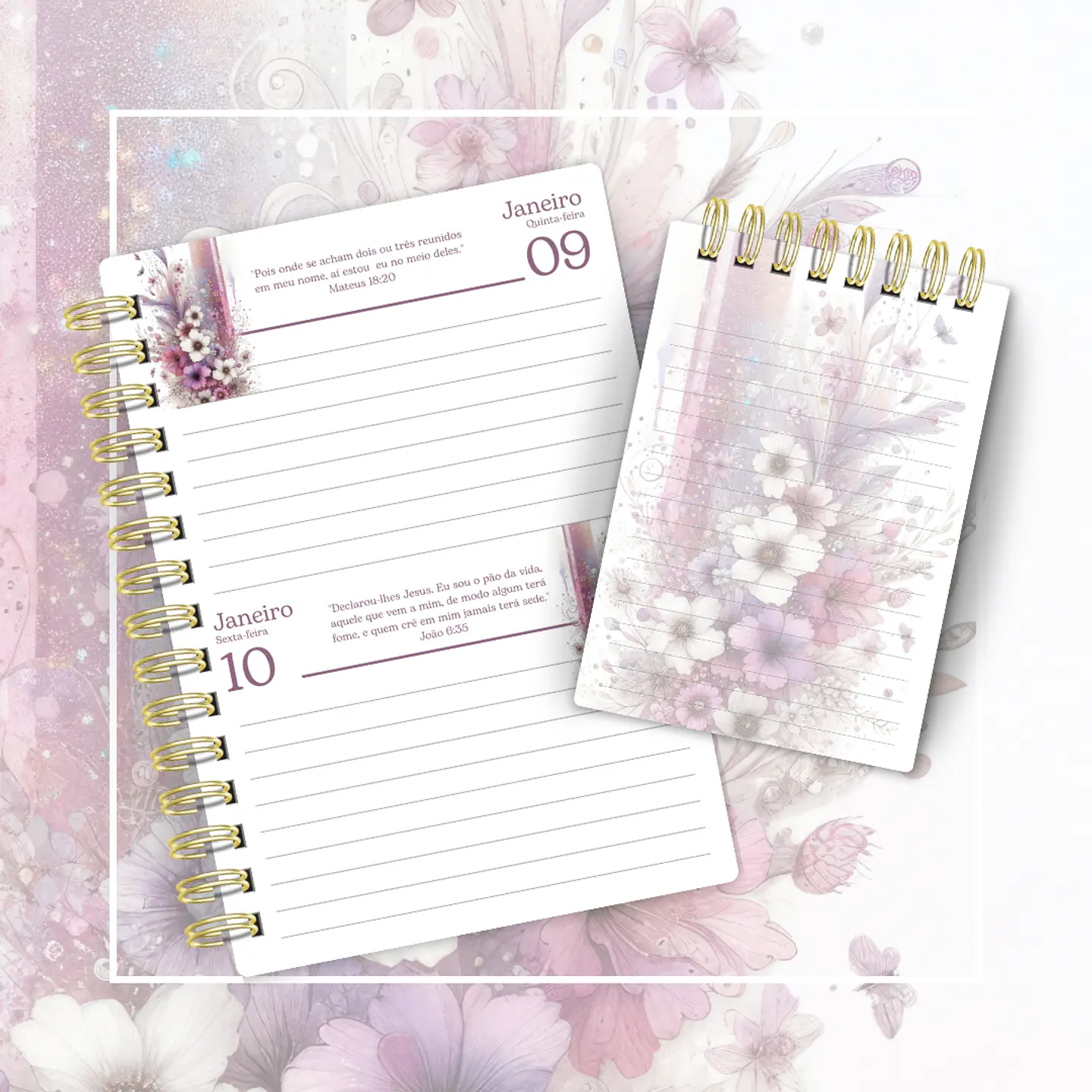Arquivo Agenda A5 Floral Lilás + Bloquinho N4 - CUTE CORTE 5