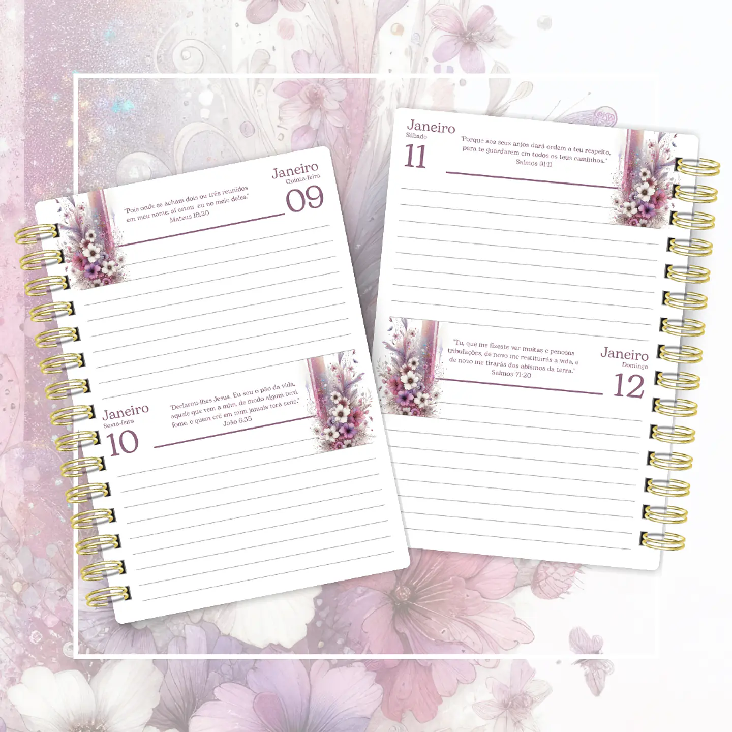 Arquivo Agenda A5 Floral Lilás + Bloquinho N4 - CUTE CORTE 7