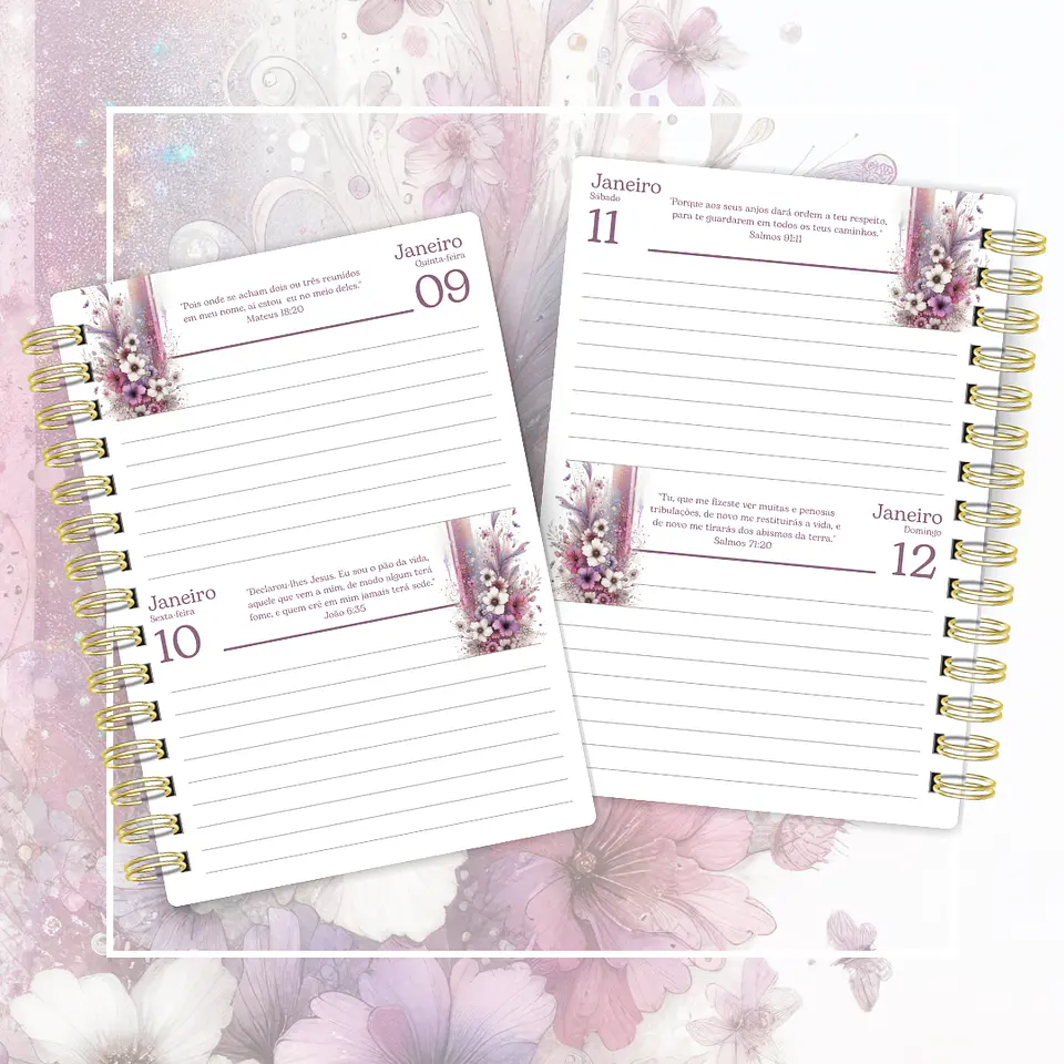 Arquivo Agenda A5 Floral Lilás + Bloquinho N4 - CUTE CORTE 7
