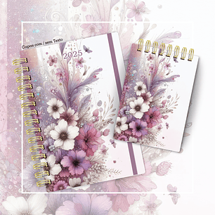 Arquivo Agenda A5 Floral Lilás + Bloquinho N4 - CUTE CORTE