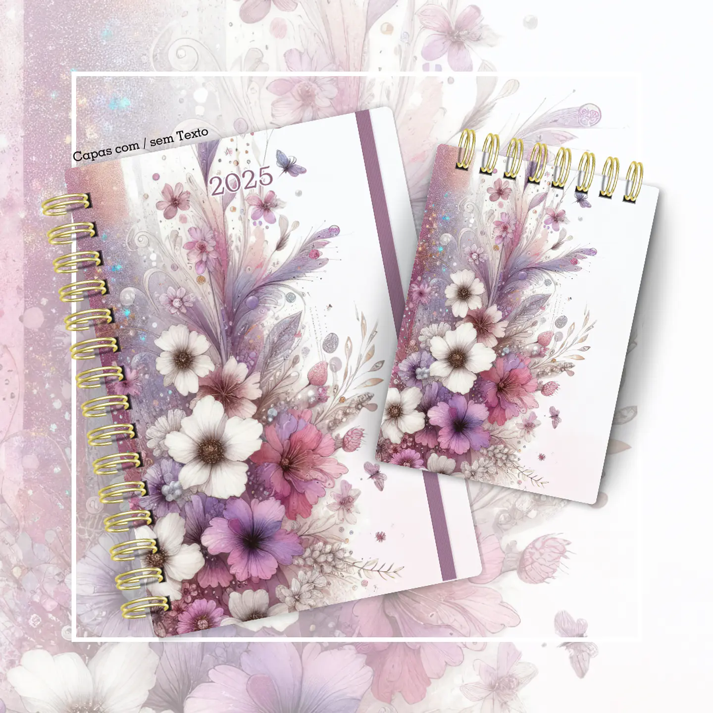 Arquivo Agenda A5 Floral Lilás + Bloquinho N4 - CUTE CORTE 1