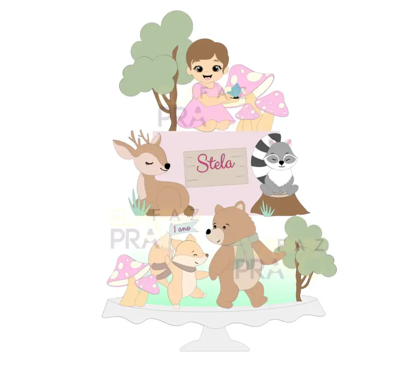 Arquivo Topo de Bolo Bosque Animais - elafazpravc 1