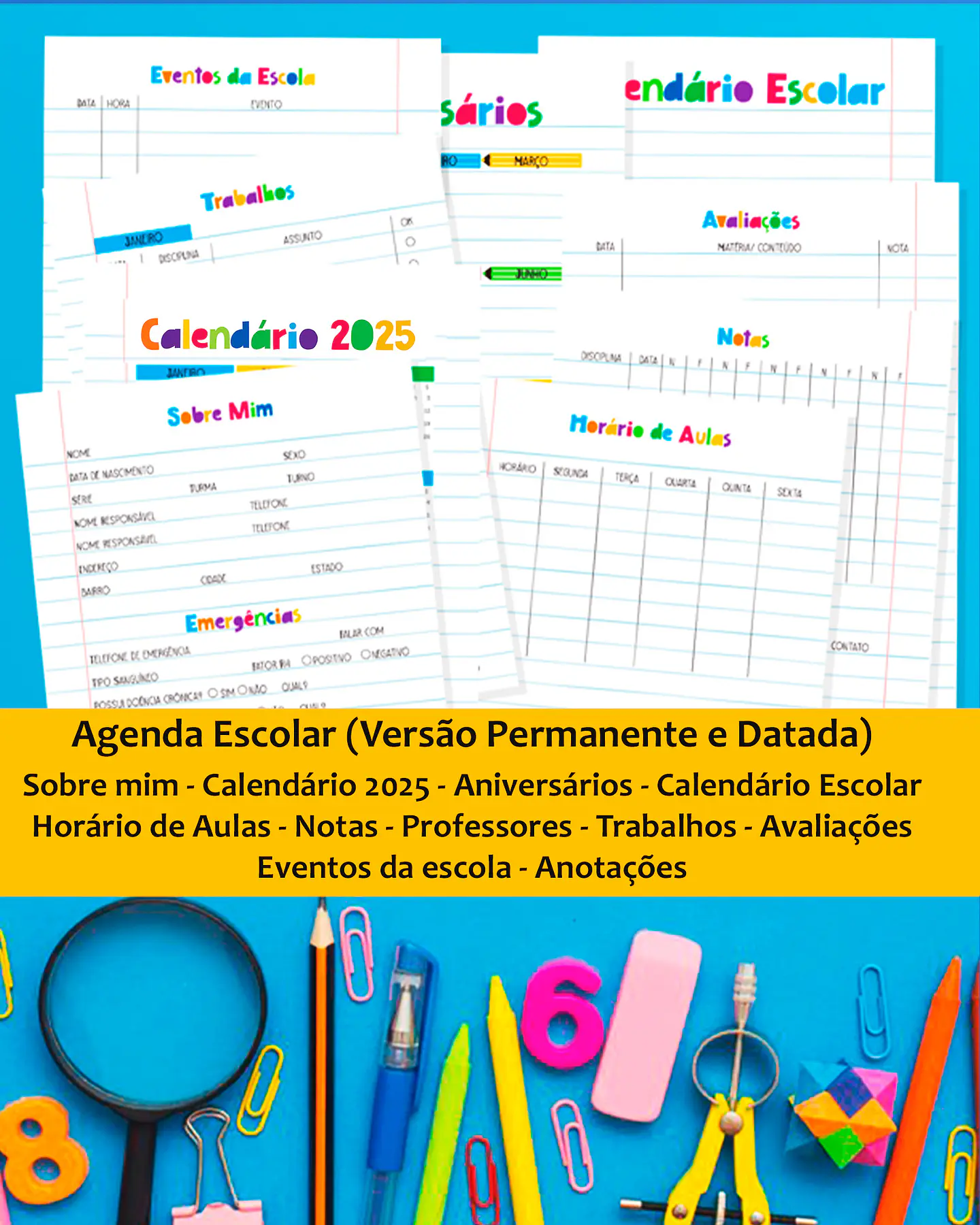 Arquivo Combo Agenda Escolar 2025 - BICHO PAPEL 8