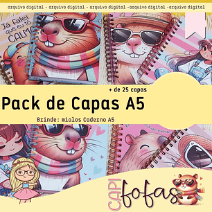 Arquivo Pack Capas Capivara A5 Capifofas - MIMOS PERSONALIZADOS