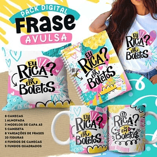 Kit Digital Pack Frase Avulsa Eu Rica? - PANDOCA