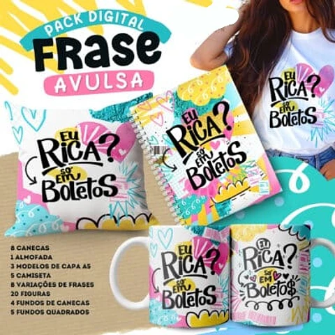 Kit Digital Pack Frase Avulsa Eu Rica? - PANDOCA
