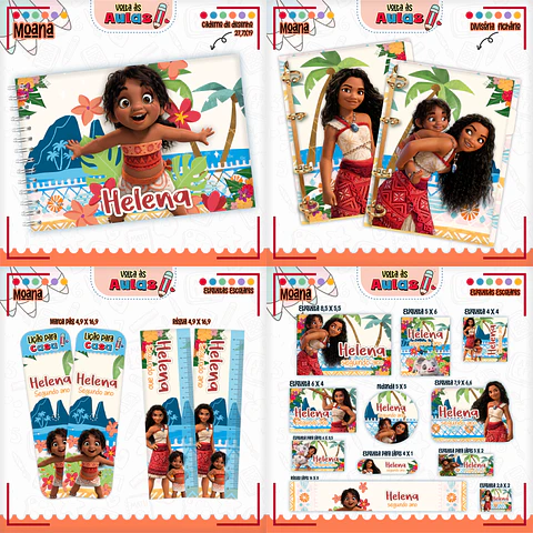 Arquivo Escolar Combo Moana Miolos Agenda Neutros 2025 - LINA