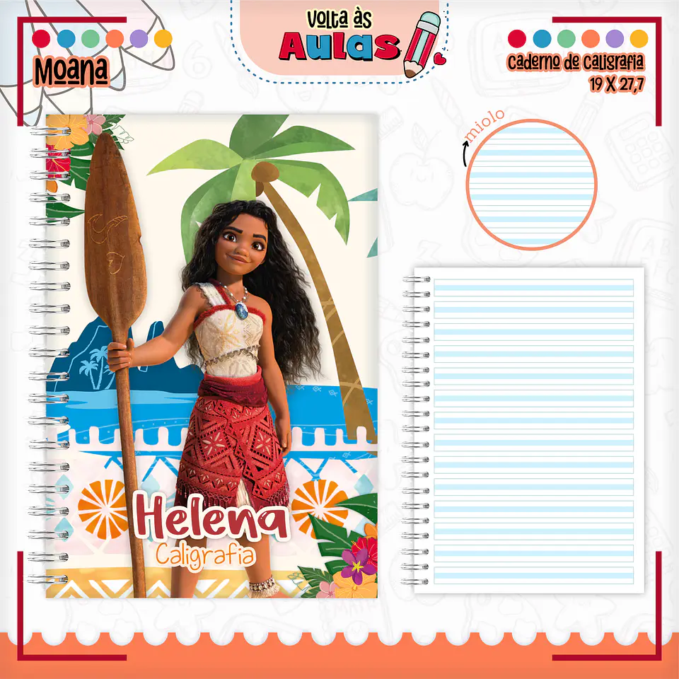 Arquivo Escolar Combo Moana Miolos Agenda Neutros 2025 - LINA 8