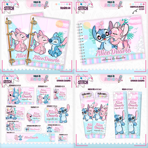 Arquivo Encadernação Escolar Stitch Menina - Lina