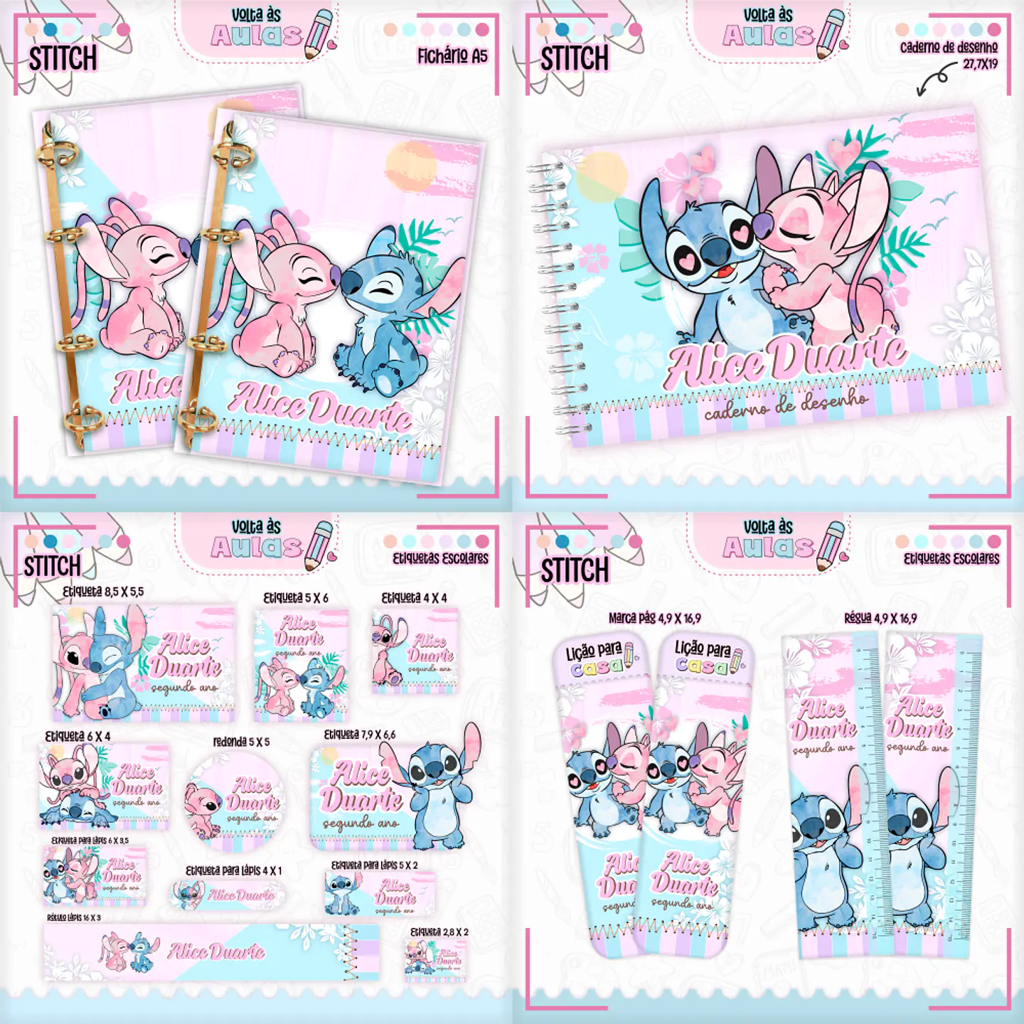 Arquivo Encadernação Escolar Stitch Menina - Lina 1