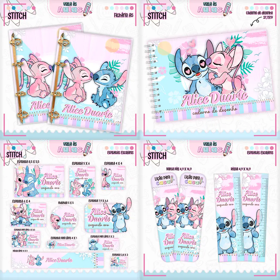 Arquivo Encadernação Escolar Stitch Menina - Lina 1