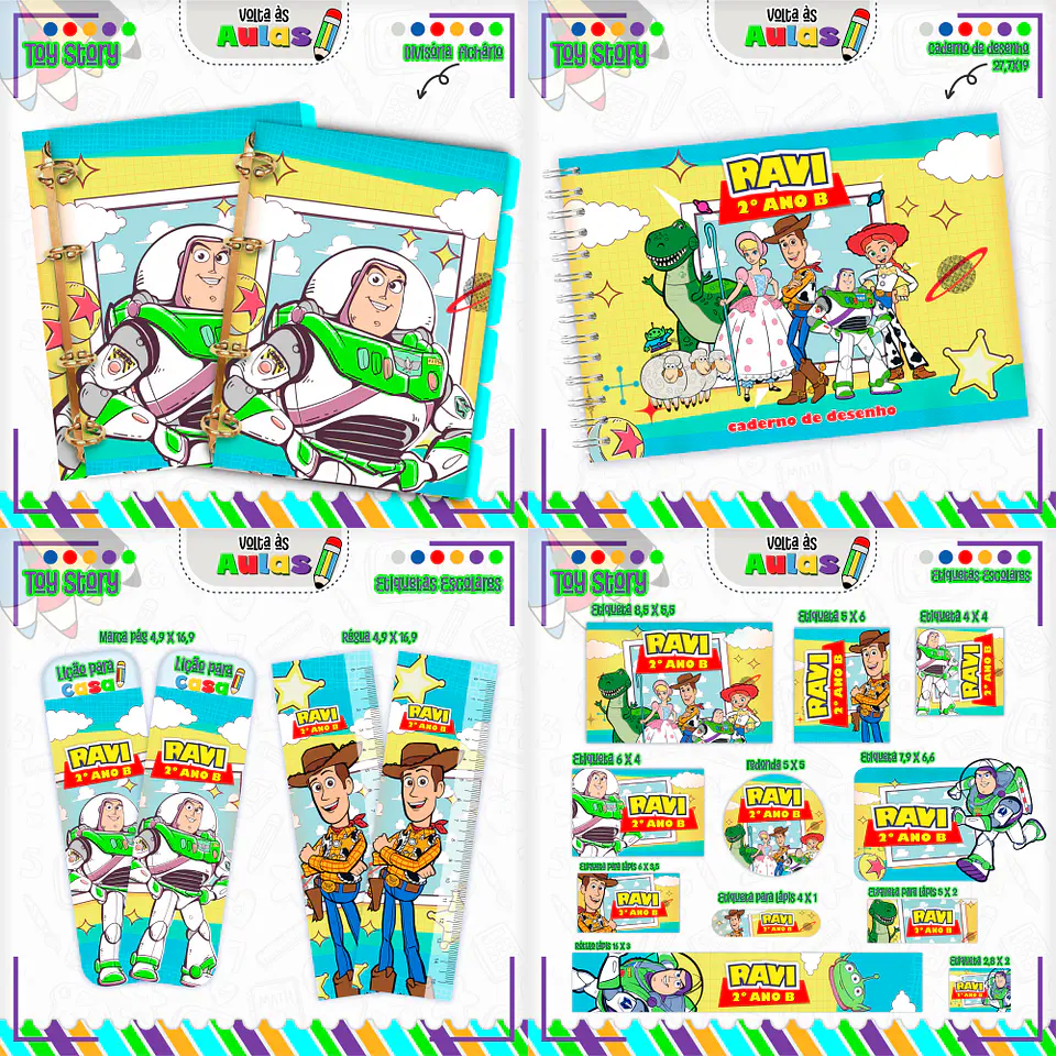 Arquivo Escolar Combo Toy Story com Miolos Agenda Neutros 2025 - LINA 1