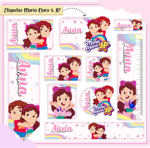 Arquivo Etiqueta Escolar Maria Clara e JP