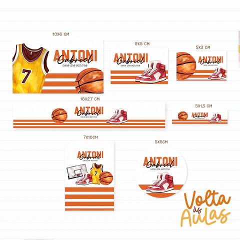 Arquivo Etiqueta Escolar Basquete