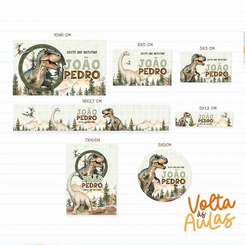 Arquivo Etiqueta Escolar Dinossauro