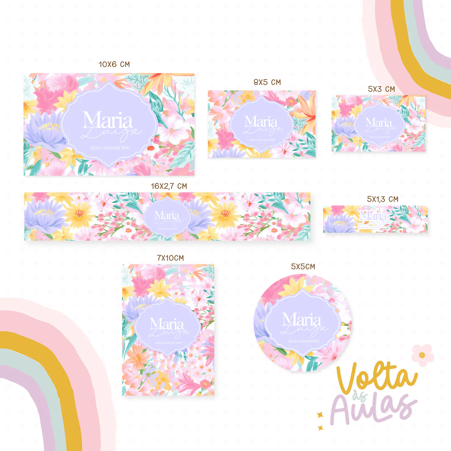 Arquivo Etiqueta Escolar Floral 1