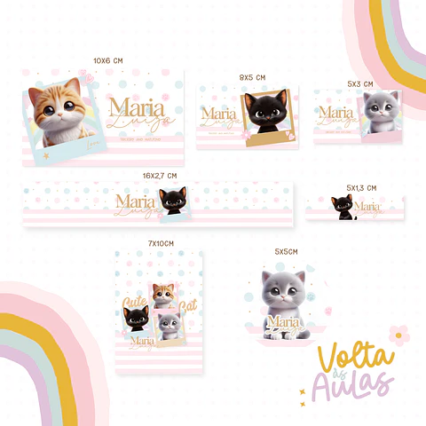 Arquivo Etiqueta Escolar Gatinhos