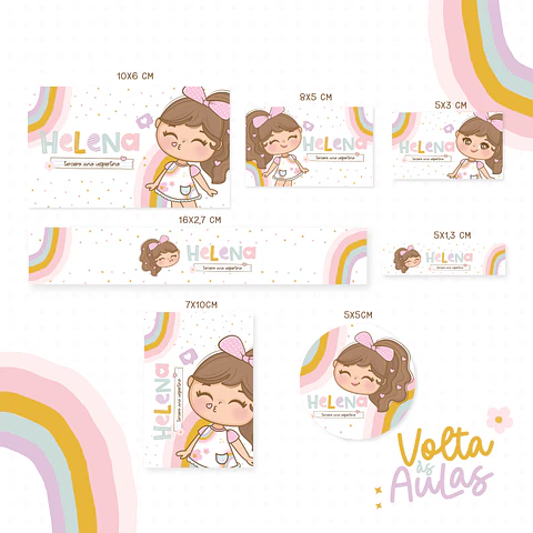 Arquivo Etiqueta Escolar Menina Morena