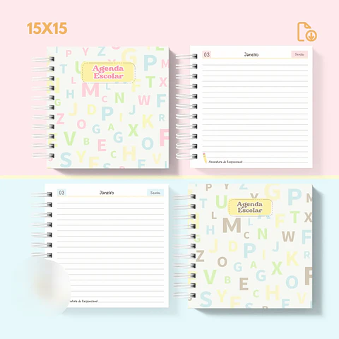 Arquivo Agenda Escolar 2025 Mini Quadrada 1DPP - Sara