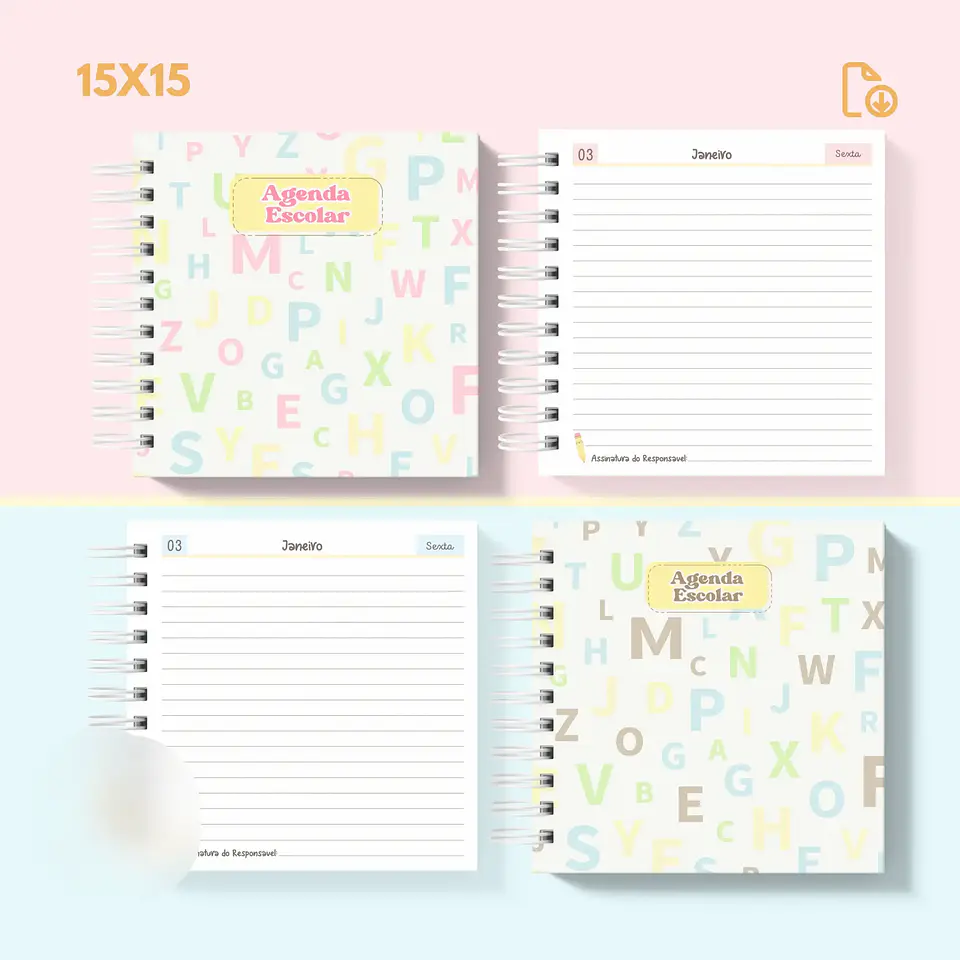 Arquivo Agenda Escolar 2025 Mini Quadrada 1DPP - Sara 1
