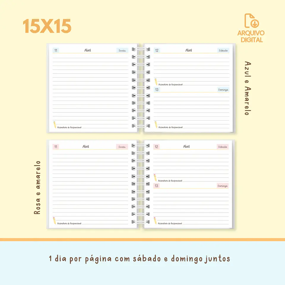 Arquivo Agenda escolar 2025 mini quadrada – 1 DPP com sáb e dom juntos - SARA 8