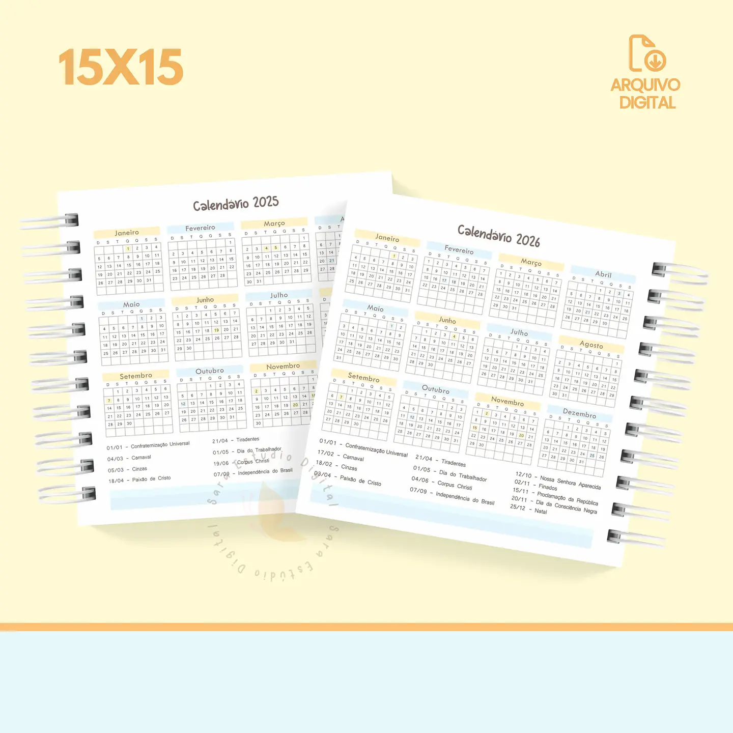 Arquivo Agenda escolar 2025 mini quadrada – 1 DPP com sáb e dom juntos - SARA 12