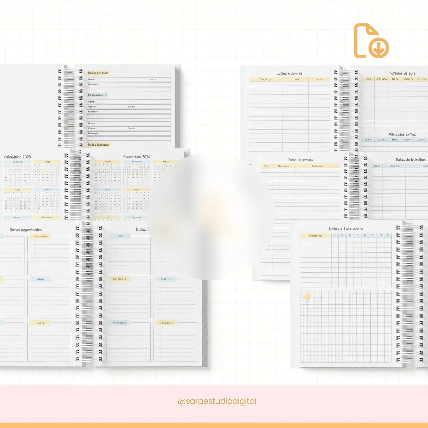 Arquivo Agenda Escolar DATADA 2025 – 1DPP com Sáb e Dom juntos - SARA 6