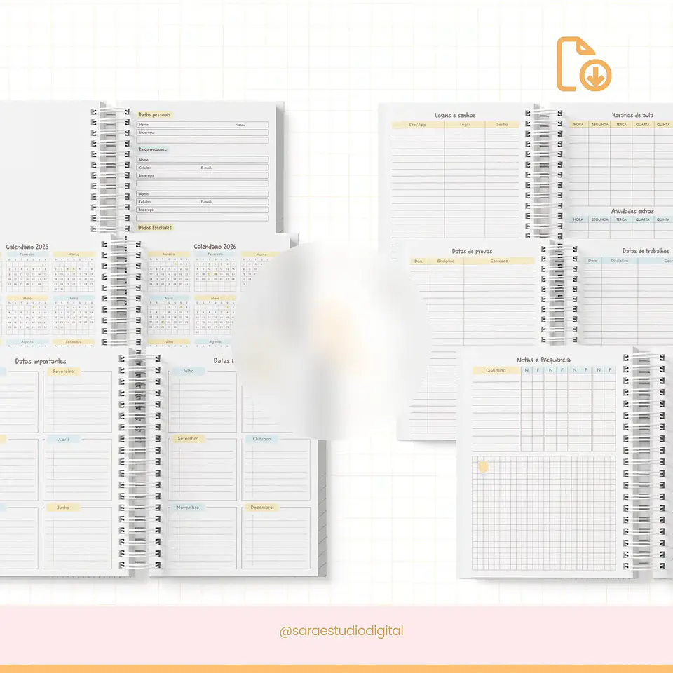 Arquivo Agenda Escolar DATADA 2025 – 1DPP com Sáb e Dom juntos - SARA 6