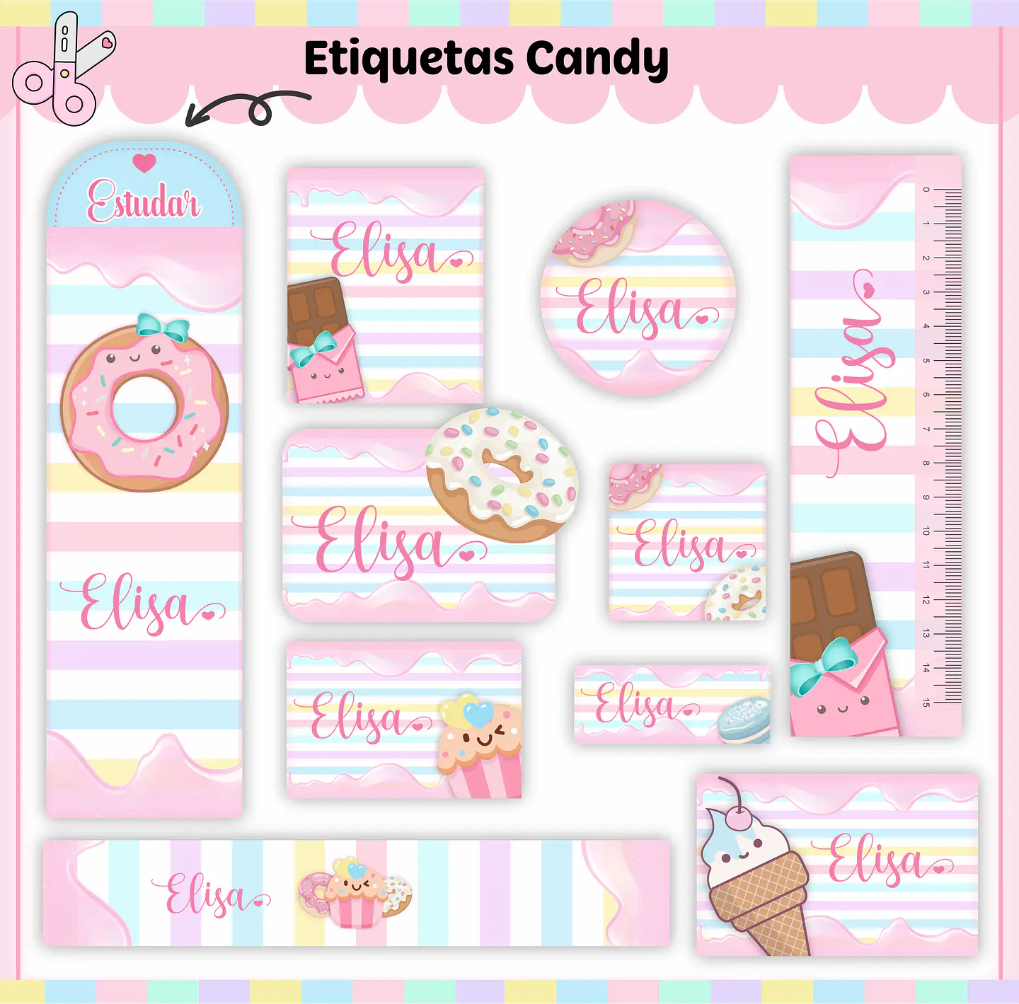 Arquivo Etiqueta Escolar Candy 1