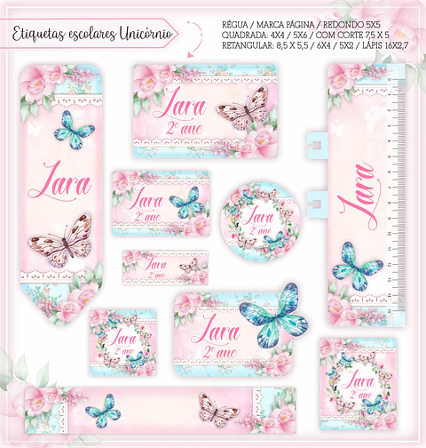 Arquivo Etiqueta Escolar Borboleta