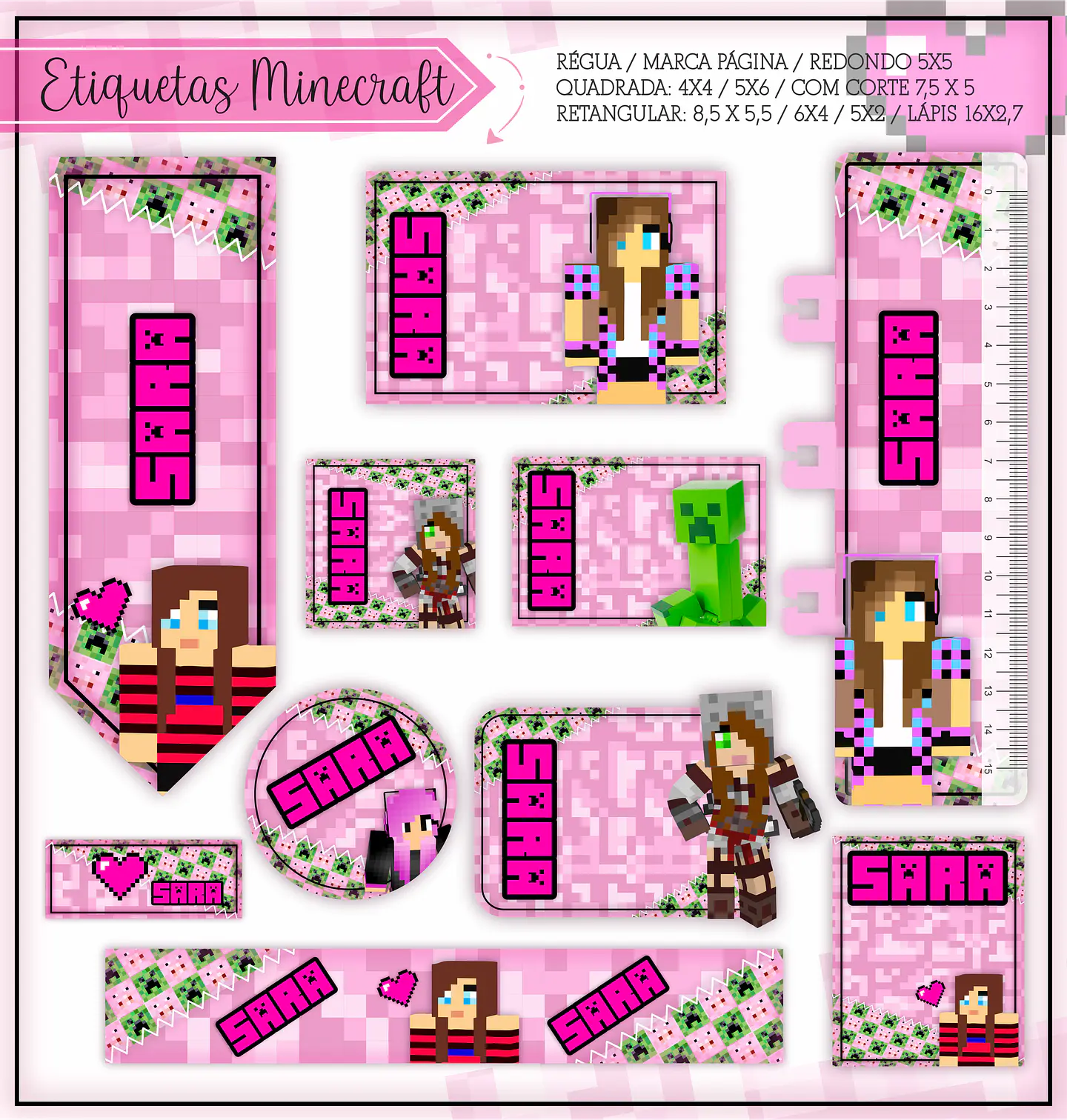 Arquivo Etiqueta Escolar Minecraft 1