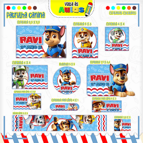 Arquivo Etiqueta Escolar Patrulha Canina