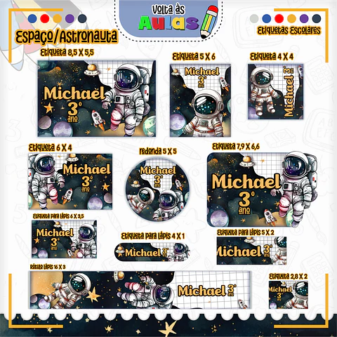 Arquivo Etiqueta Escolar Astronauta - Espaço