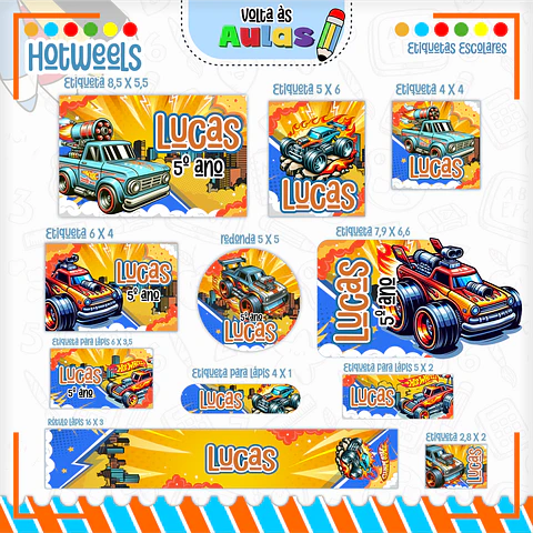 Arquivo Etiqueta Escolar Hotweels