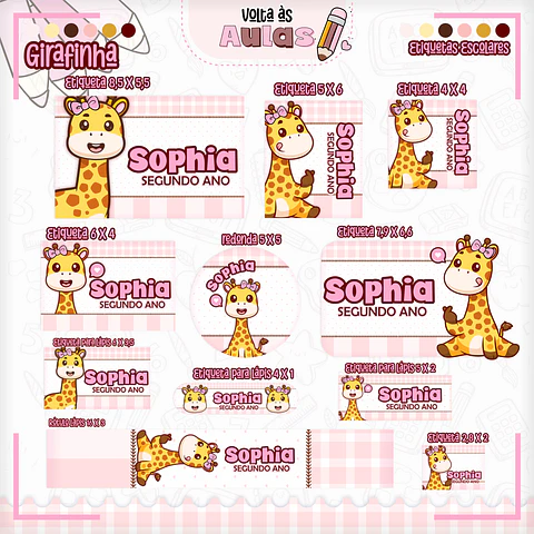 Arquivo Etiqueta Escolar Girafinha - Lina