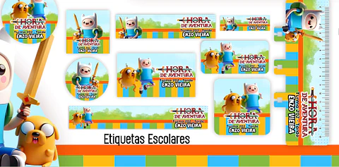 Arquivo Etiqueta Escolar Hora de Aventura