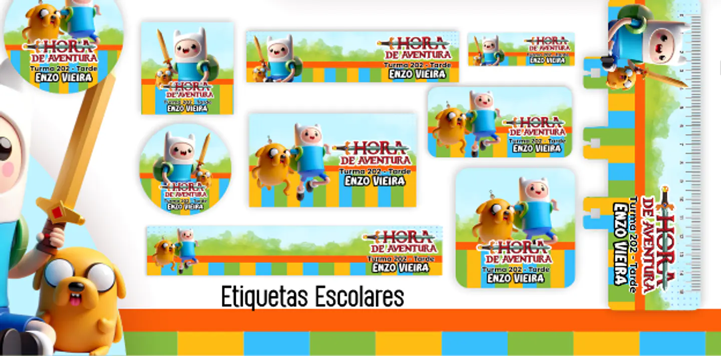 Arquivo Etiqueta Escolar Hora de Aventura 1