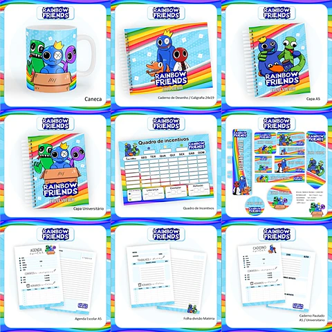 Arquivo Encadernação Escolar Rainbow Friends