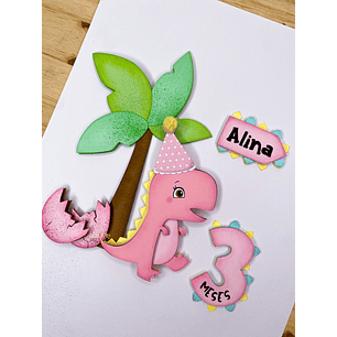 Arquivo de Corte Topo Dinossauro Menina