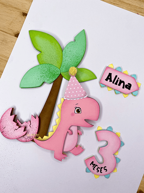 Arquivo de Corte Topo Dinossauro Menina