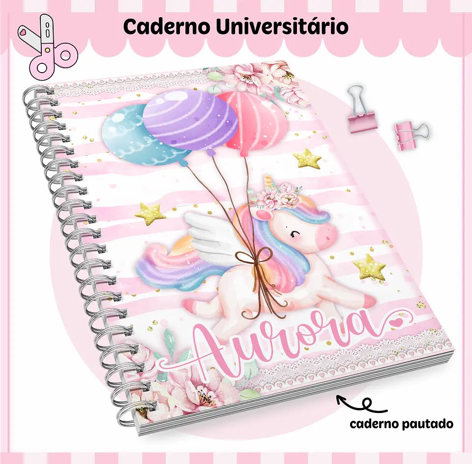 Arquivo Encadernação Kit Escolar Unicórnio - Lina 3