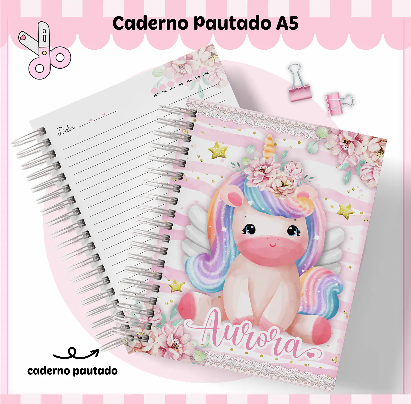 Arquivo Encadernação Kit Escolar Unicórnio - Lina 4