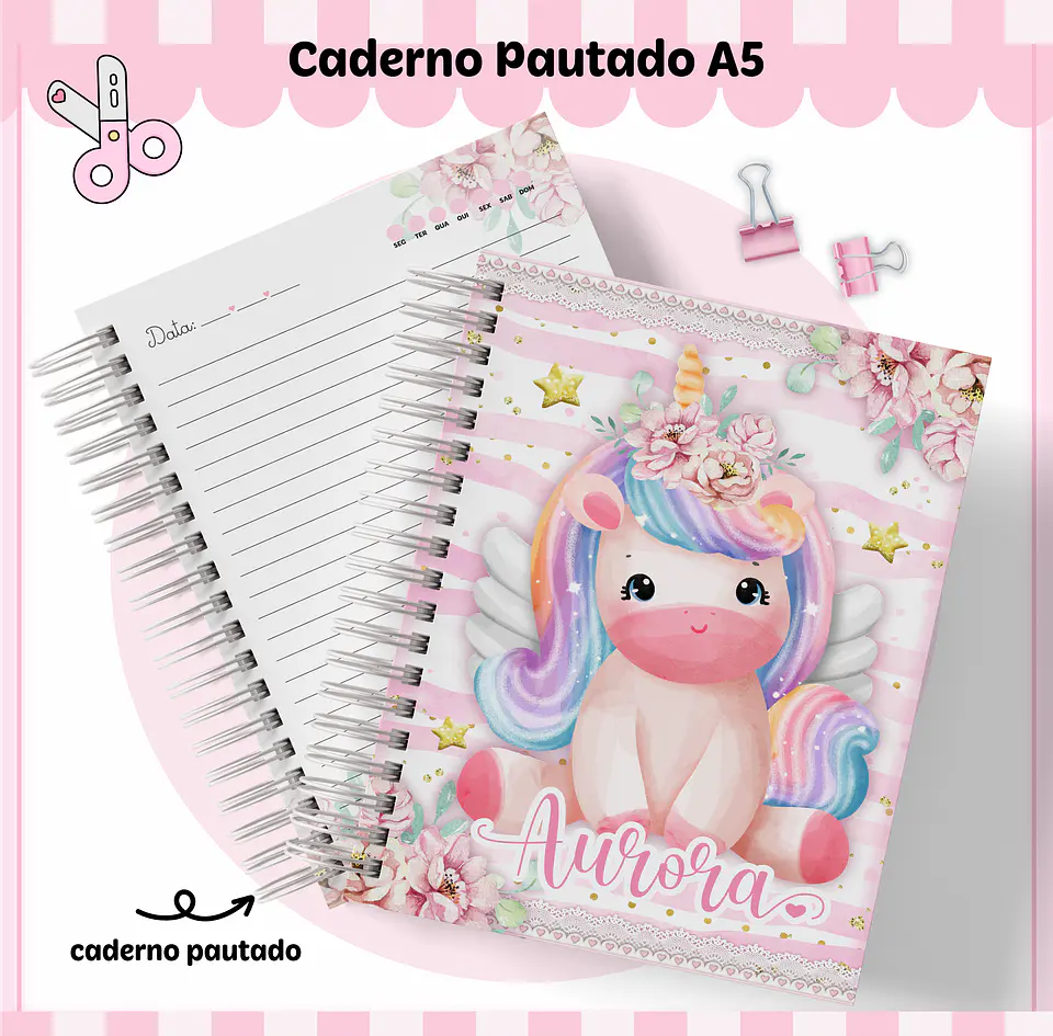 Arquivo Encadernação Kit Escolar Unicórnio - Lina 4
