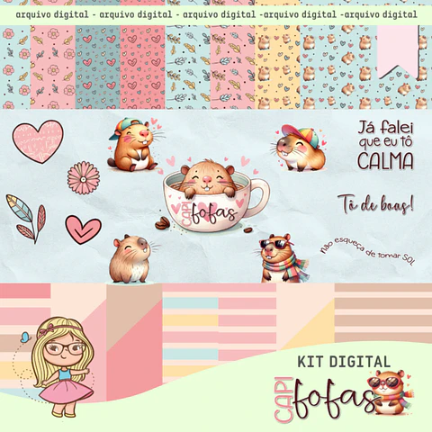 Kit Digital Capivaras Capifofas - mimos personalizados Lidi