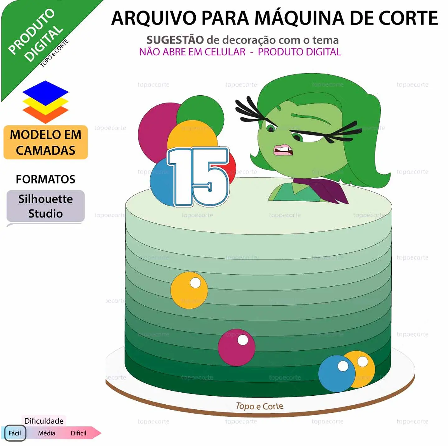 Arquivo de Corte Topo de bolo Nojinho Divertidamente 1