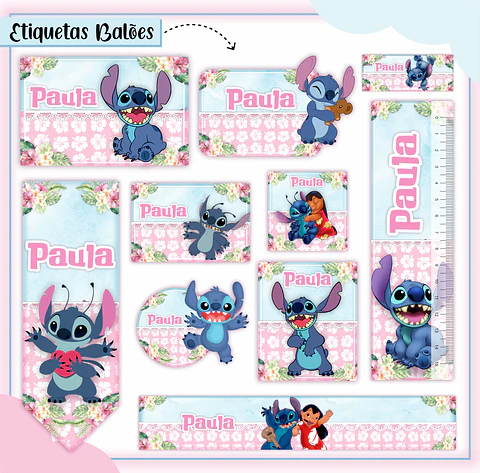 Arquivo Etiqueta Escolar Lilo e Stich