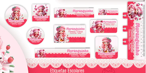 Arquivo Etiquetas Escolar Moranguinho